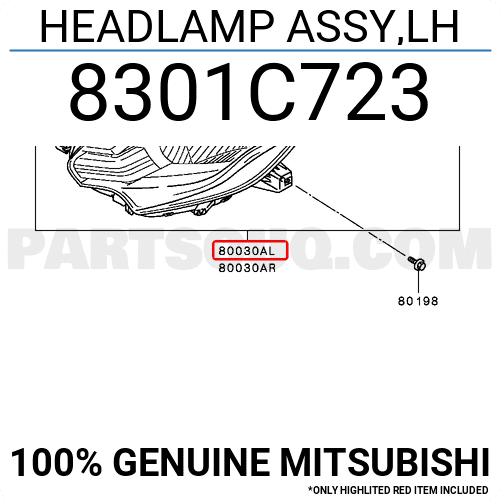 Headlight Assembly (RH) for Mitsubishi Triton / L200